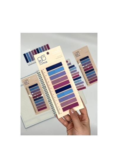 10 Renkli Cetvelli Pastel Mavi Ve Mor Tonları İndeks Sticker/index/post-it/postit/kitap Ayracı/not Kağıdı