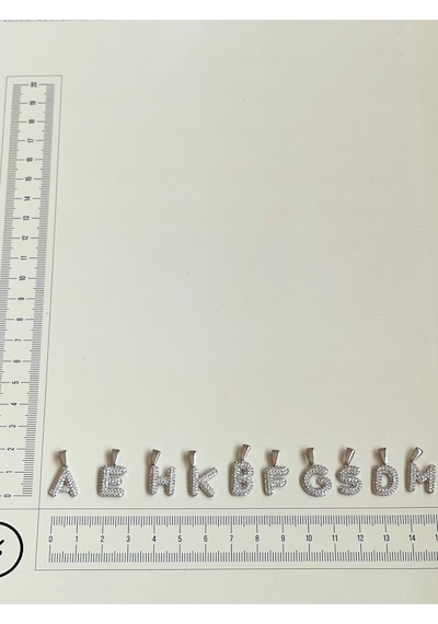 925 Ayar Gümüş Full Zirkon Taşlı M Harf Zincirli Kolye Ucu