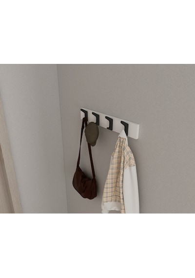 Hepsi3boyutlu Modern Duvar & Kapı Kanca Askılık - 4 Adet Siyah Kanca Askılık - Model No : 2 Siyah