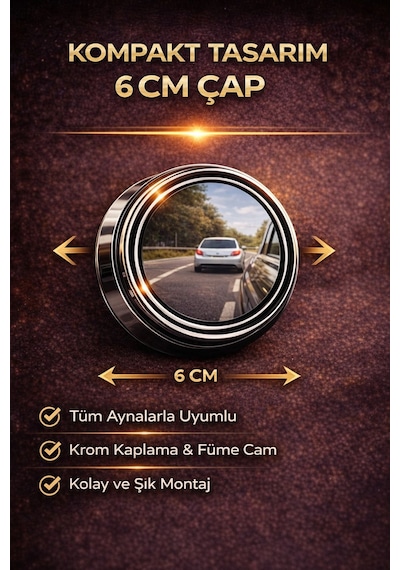 Kör Nokta Aynası 2 Li Set Mini Oval Geniş Açılı Dikiz Aynası, Park & Geri Manevra Yardımcı, Araç İçi Uyumlu