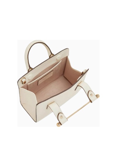 Strathberry Mini Tote Vanilla Krem Smooth Calf, Deri Lüks El Ve Omuz Çanta Omuz Çantası