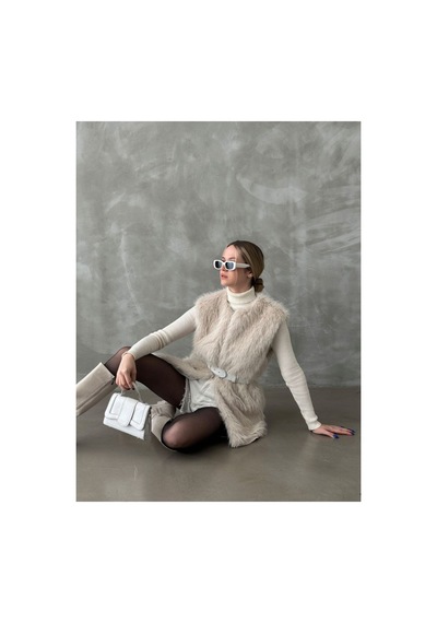 Verymoda Tüylü Yelek Vmf1567 Taş