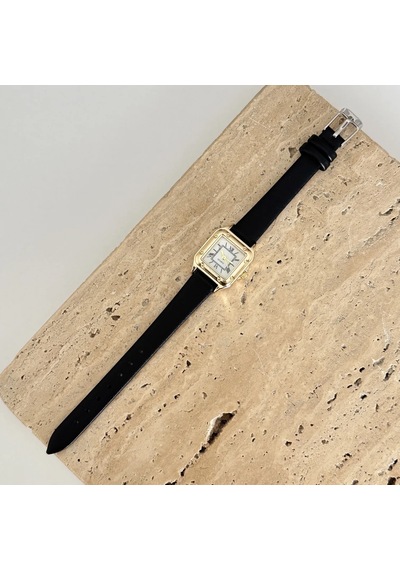 Savior Collection Vivaldi Gold Beyaz Saat Siyah Deri Kordon