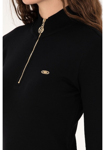 U.S. Polo Assn. Kadın Siyah Fermuarlı Dik Yaka Sweatshirt 50313564-VR046