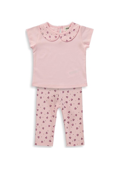 Civil Baby Kalp Empirme Bebe Yaka 6-18 Ay Takım - Pembe