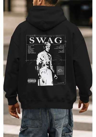 Sevbano Justin Bieber Swag Şarkıcı Sırt Baskılı Unisex Oversize Premium H Siyah