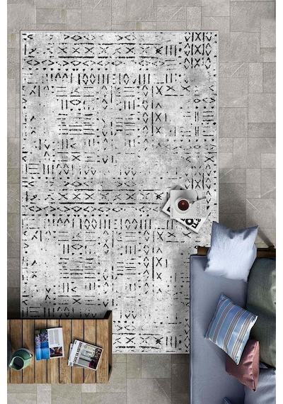 West Home Dijital Baskı Yıkanabilir Kaymaz Taban Mutfak Halısı Salon Halısı Ve Yolluk Wh 548 Grey