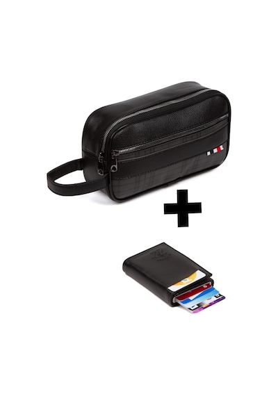 Newish Polo Erkek Mekanizmalı Kartlık Cüzdan Ve Portföy Clutch Günlük El Çantası New174 Siyah - Siyah