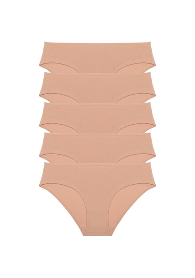 Nicoletta Kadın Külot Yüksek Bel Bikini 5 Li Paket Pamuklu Ten