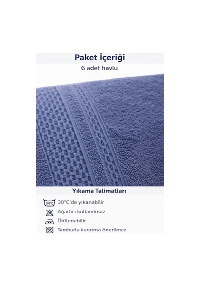 Elif Mira 6 Lı El Yüz Havlusu Seti %100 Pamuklu 50x90 Cm Pure Cotton Mint