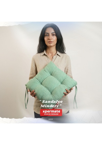 Pötikareli Sandalye Minderi 40x40 Pofidik Piknik Minderi Yeşil