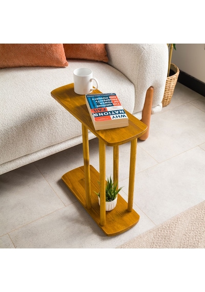 Furnirem Masif Çam Ahşap Modern C Sehpa Koltuk Yanı Yan Sehpa 49x24x55 Cm Meşe