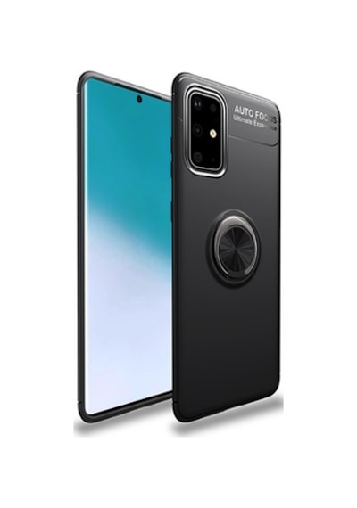 Samsung Galaxy Uyumlu M31s Kılıf Yüzüklü Sağlam Esnek Ringo Silikon Kapak Siyah