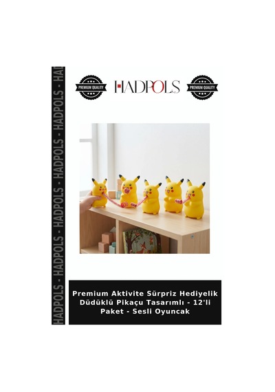 Premium Aktivite Sürpriz Hediyelik Düdüklü Pikaçu Tasarımlı - 12'li Paket - Sesli Oyuncak
