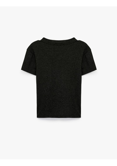 Koton Slim Fit Düğmeli Bisiklet Yaka Kısa Kollu Hırka Antrasit 7wak30024ek