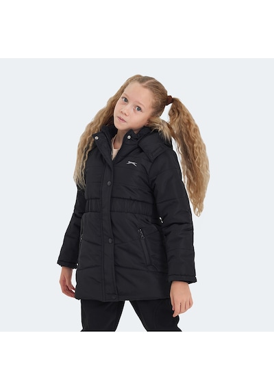 Slazenger CANDY Çocuk Kapüşonlu Siyah Mont & Kaban