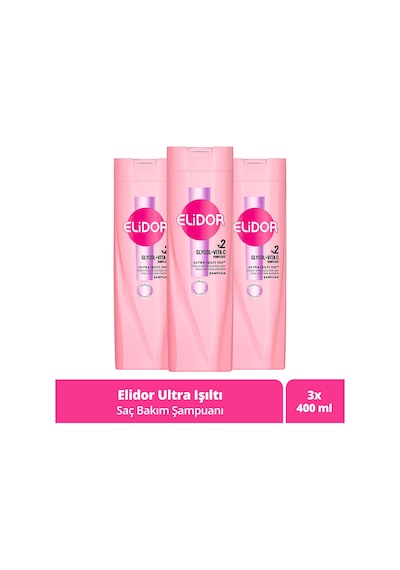 Elidor Ultra Işıltı Yoğun Parlaklık Saç Bakım Şampuanı 3 x 400 ML