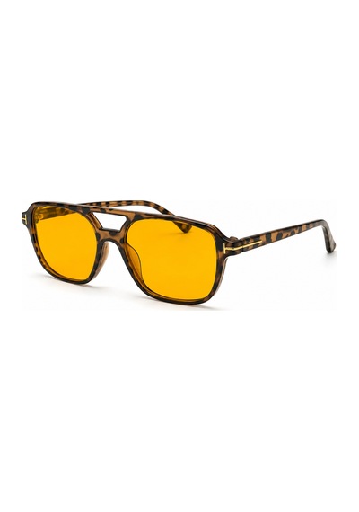 Parento Turuncu Cam Leopar Desenli Pilot Vintage Retro Unisex Güneş Gözlüğü