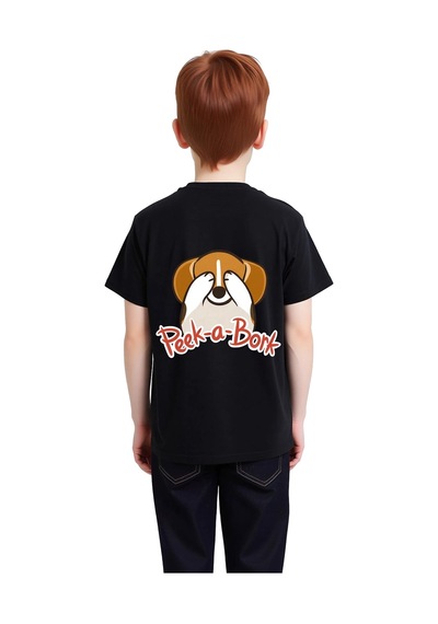 Paybuy Köpek Mizahı Eğlenceli Yazı Baskılı Çocuk Tişört Siyah