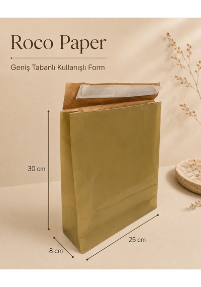 Yapışkan Bantlı Kraft Kese Kağıdı, Altın Renk, 25x8x30 Cm - 24'lü Paket, Hediye Ve Kargo Zarfı