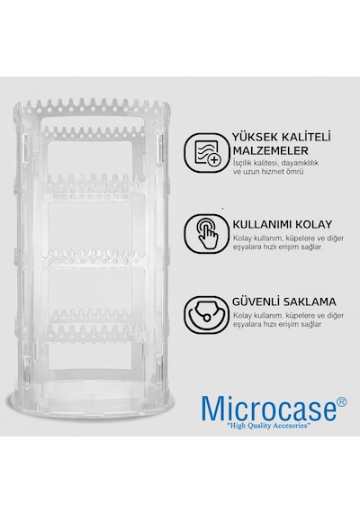 Microcase 360 Derece Döner Başlıklı Takı Aksesuar Organizer Standı Al5459 Şeffaf Çok Renkli