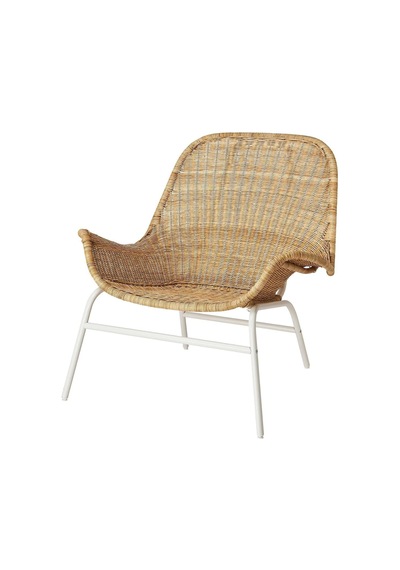 Tr Rattan Berjer Koltuk, 60x60 Cm, Beyaz Metal Çerçeveli Genel