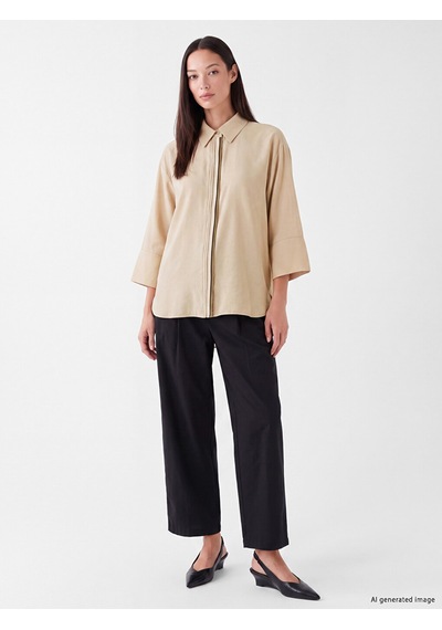 Lcw Studıo Bej Oversize Kadın Gömlek