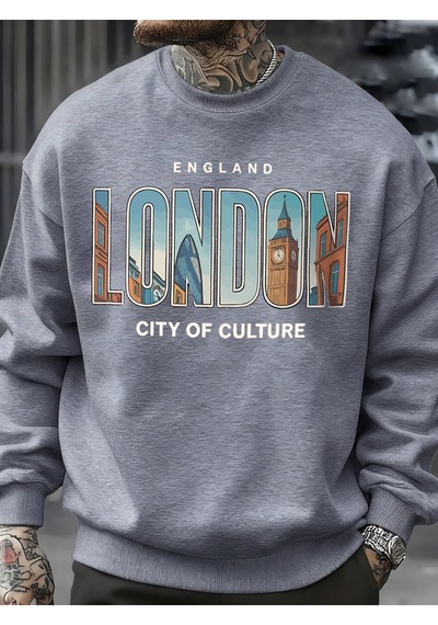 Startmore Startmorelondra Şehir Desenli Kazak Erkek Sokak Bisiklet Yaka Kazak Polar Tüm Maç Spor Giyim Hipster S Gri