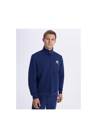 Kappa Authentic Italy Full Zip Erkek Mavi Comfort Fit Fermuarlı Eşofman Üstü Siyah