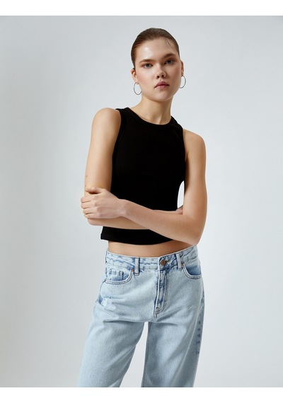 Koton Ribanalı Basic Atlet Pamuklu Slim Fit Siyah 4sal30006ık Siyah