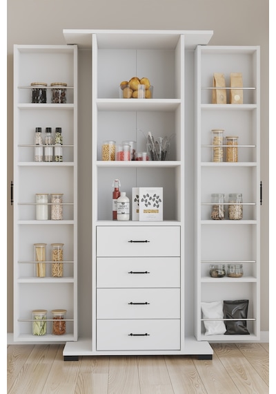 Aeka Ae-2204 Avrasya Çok Amaçlı 2 Kapaklı Raflı Çekmeceli Kiler Mutfak Dolabı Modern Tasarım 170x138x77,5 Beyaz Aeka Ae-2204 Avrasya Çok Amaçlı 2 Kapaklı Raflı Çekmeceli Kiler Mutfak Dolabı Modern Tasarım 170x138x77,5 Beyaz