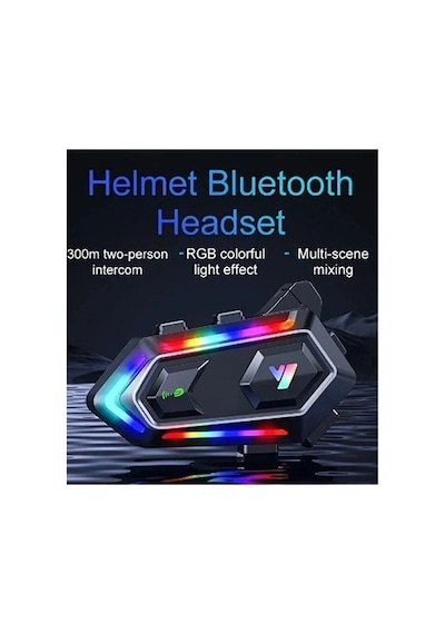 V20 Max Motor Kask Kulaklık Rgb Bluetooth Motosiklet Kulaklık Intercom 2 Kişi 300 Metre Eşleşme