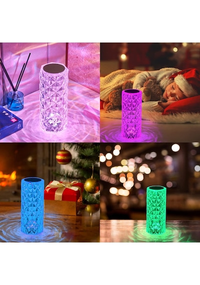 Yüksek Kalite Renkli Kristal Masa Lambası Usb Rgb Multi Colors Totch Lamp Kumandalı Yılbaşı Işığı