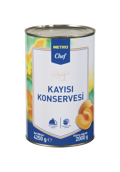 Metro Chef Kayısı Konserve 4,25 Kg - Tatlı Ve Şuruplu Tarı