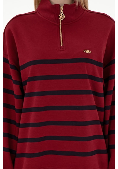 U.S. Polo Assn. Kadın Bordo Fermuarlı Dik Yaka Sweathirt 50298989-VR014