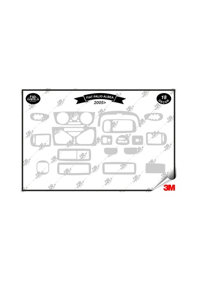 Fiat Palio Albea Torpido Konsol Trim Göğüs Maun Kaplama Set 18 Parça Gümüş