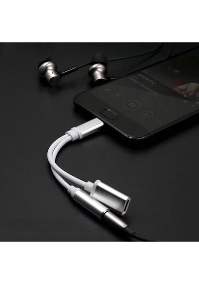 Type-C Usb C 2In1 Şarj + Kulaklık Dönüştürücü 3.5 Mm Jack Adaptör