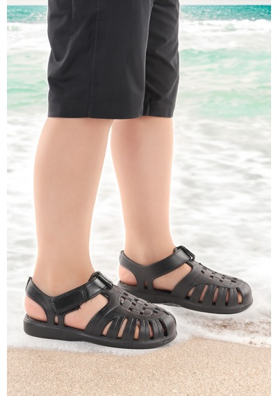 Kiko Kids Fina Günlük Deniz Havuz Plaj Erkek Çocuk Sandalet Ayakkabı Siyah