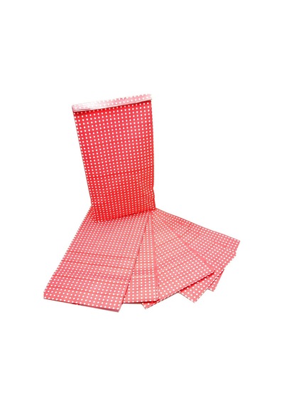 Kırmızı Puantiyeli Hediye Paketi Kese Kağıdı 25x15x6 Cm 10 Adet