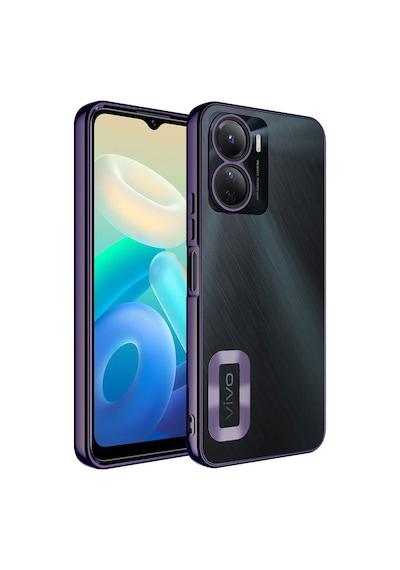 Zore Vivo Y16 Kılıf Kamera Korumalı Logo Gösteren Omega Kapak - Derin Mor Derin Mor