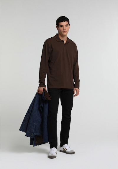 Colin's Colins Regular Fit Polo Yaka Düz Erkek Kahverengi Uzun Kol Tişört Cl1082503 Q1.v2 Brw
