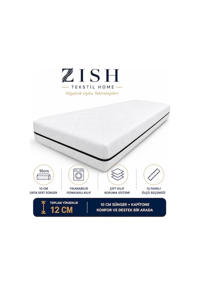Zishtekstil Tek Kişilik Ecosmart Yıkanabilir Kılıflı Sünger Yatak & Yer Yatağı