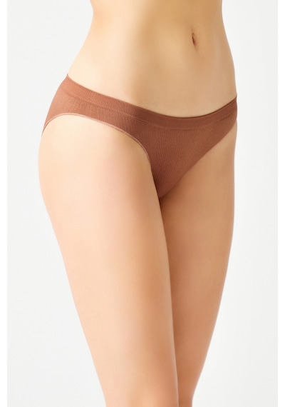 Los Ojos Kahverengi Fitilli Seamless Klasik Külot Ribbed Classic Kahverengi