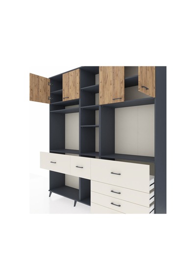 Hyperion Dolap 11 Raflı 6 Çekmeceli 4 Kapaklı 220x44x243 Antrasit-çam/aytaşı Atlas Çam/aytası Hyperion Dolap 11 Raflı 6 Çekmeceli 4 Kapaklı 220x44x243 Antrasit-çam/aytaşı Atlas Çam/aytası