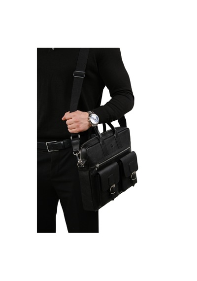Mft Leather Hakiki Deri Laptop El Çantası Loreen 2230 Flother Siyah