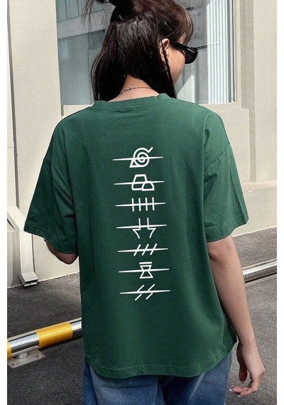 Unisex Ninja Akatsuki Baskılı T-shirt Yeşil