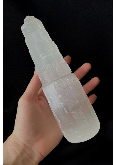 Doğal Beyaz Selenit Kule 15 Cm