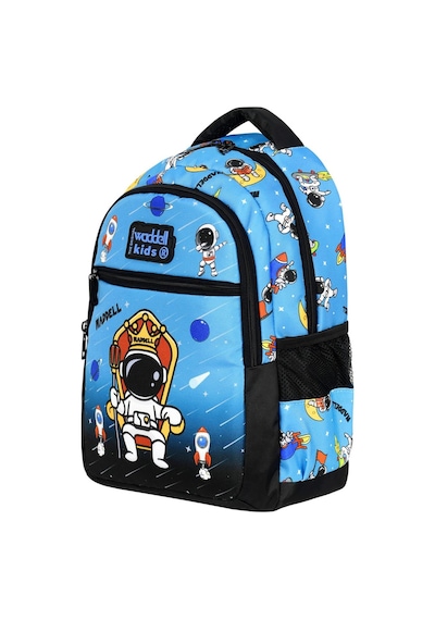 Waddell Lisanslı Siyah-mavi Astronot Desenli Erkek Çocuk İlkokul Sırt Çantası Ve Beslenme Çantası