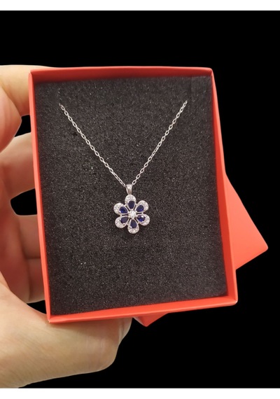 Modahilye - 925 Ayar Orjinal Gümüş Lotus Çiçeği Kolye Gümüş