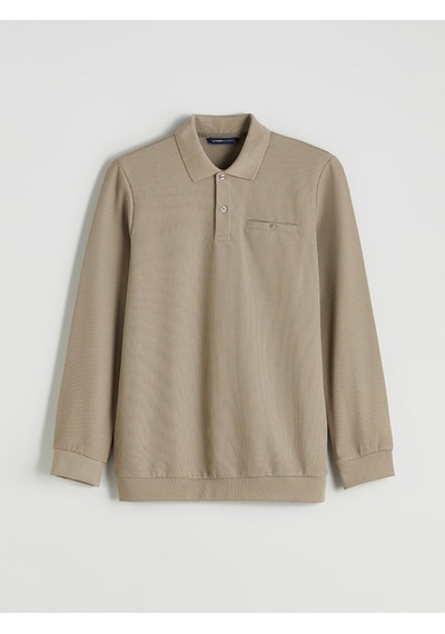 Lcwaıkıkı Classic Bej Polo Yaka Uzun Kollu Erkek Sweatshirt